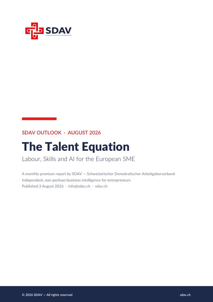Cover: SDAV OUTLOOK – August 2026: The Talent Equation. Labour, Skills and AI for the European SME